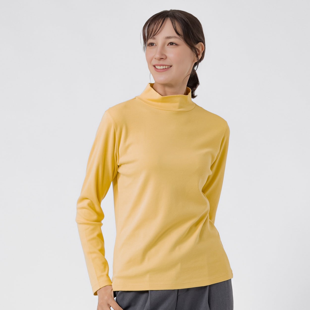TVC(ティーヴィシー) コットン起毛ハイネック長袖Tシャツ（無地） レディス(キイロ-S)