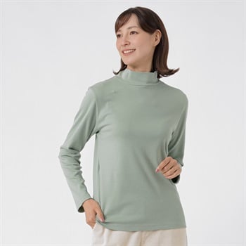 TVC(ティーヴィシー) コットン起毛ハイネック長袖Tシャツ（無地） レディス(ミドリ-S)