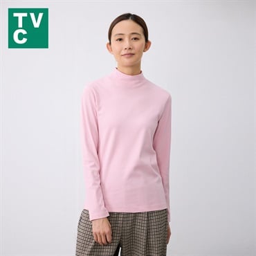 TVC(ティーヴィシー) コットン起毛ハイネック長袖Tシャツ（無地） レディス
