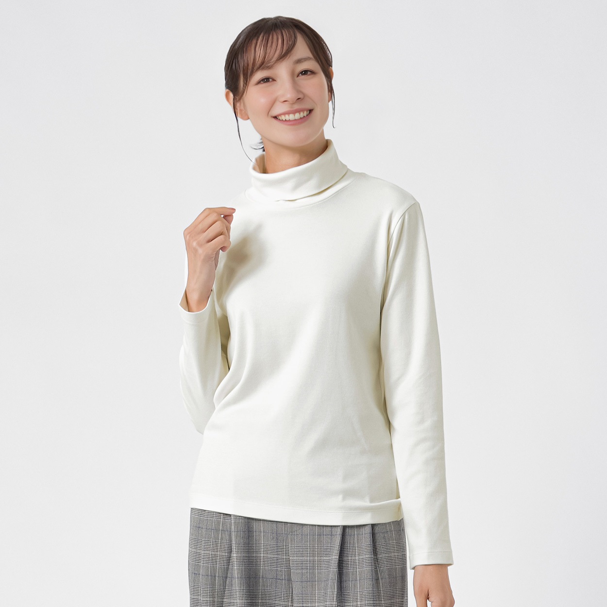 TVC(ティーヴィシー) コットン起毛タートルネック長袖Tシャツ（無地） レディス(アイボリー-M)