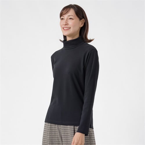 TVC(ティーヴィシー) コットン起毛タートルネック長袖Tシャツ（無地） レディス(クロ-S)