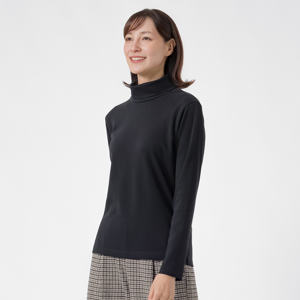 TVC(ティーヴィシー) コットン起毛タートルネック長袖Tシャツ（無地） レディス(クロ-L)