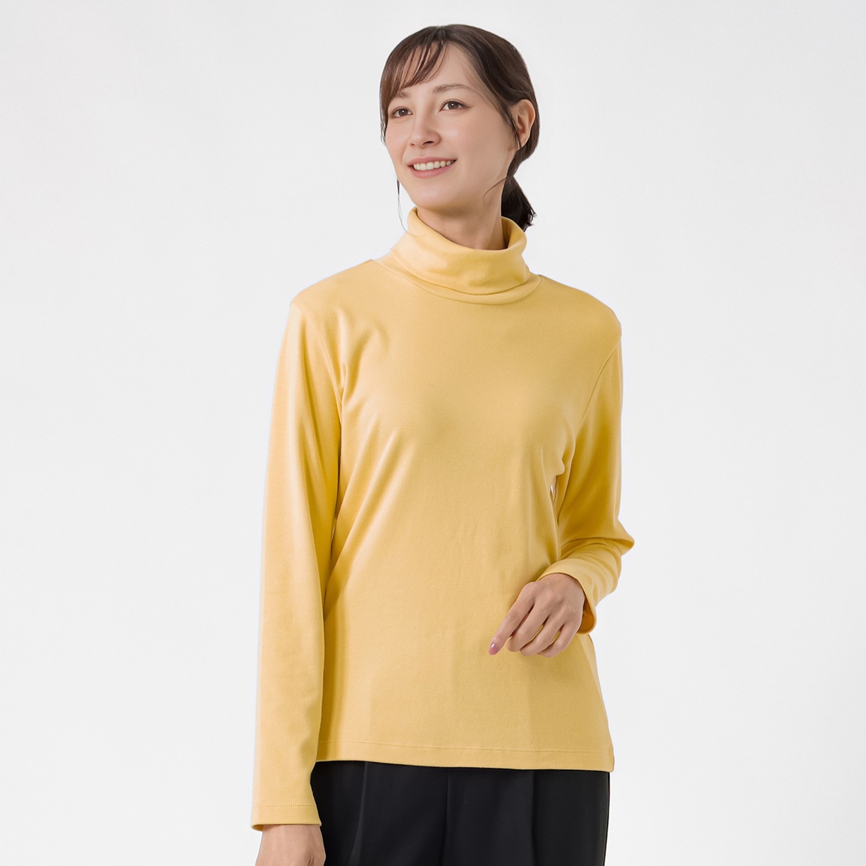 TVC(ティーヴィシー) コットン起毛タートルネック長袖Tシャツ（無地） レディス(キイロ-2XL)
