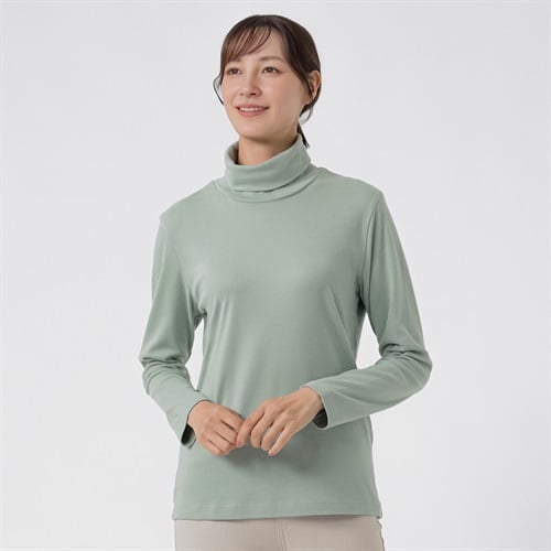 TVC(ティーヴィシー) コットン起毛タートルネック長袖Tシャツ（無地） レディス(ミドリ-S)