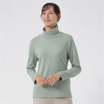 TVC(ティーヴィシー) コットン起毛タートルネック長袖Tシャツ（無地） レディス(ミドリ-S)