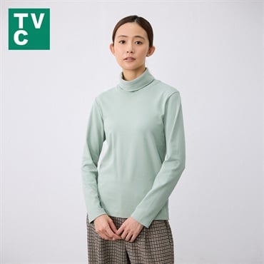 TVC(ティーヴィシー) コットン起毛タートルネック長袖Tシャツ（無地） レディス