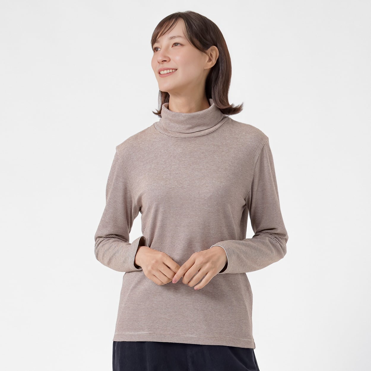 TVC(ティーヴィシー) コットン起毛タートルネック長袖Tシャツ（ボーダー） レディス(Ａチャ-XL)