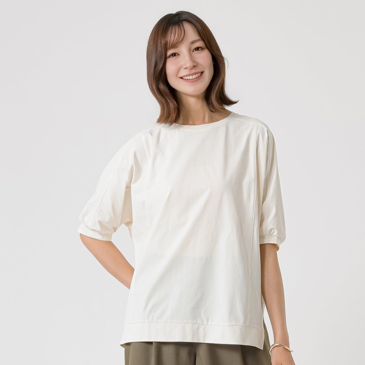 TVC(ティーヴィシー) 【BEST BUY】 ドライ天竺ドルマンスリーブTシャツ レディス(アイボリー-M)