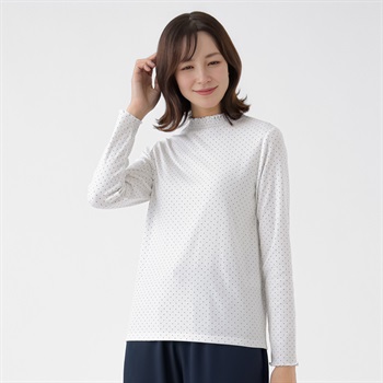 TVC(ティーヴィシー) シャーリングネック長袖Tシャツ レディス(ソノタ(白ドット）-M)