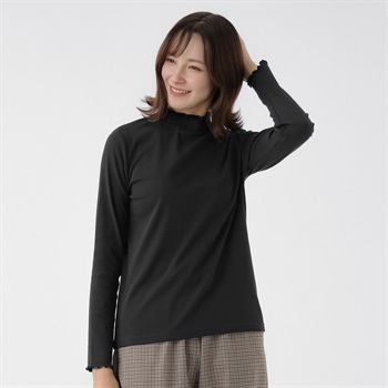 TVC(ティーヴィシー) シャーリングネック長袖Tシャツ レディス(クロ-S)
