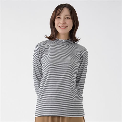 TVC(ティーヴィシー) シャーリングネック長袖Tシャツ レディス(Ａクロ（ボーダー）-S)
