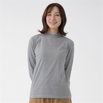 TVC(ティーヴィシー) シャーリングネック長袖Tシャツ レディス(Ａクロ（ボーダー）-S)