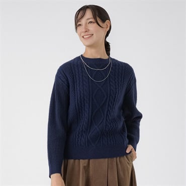 TVC(ティーヴィシー) 洗える アラン柄クルーネックプルオーバー レディス(コイアオ-M)
