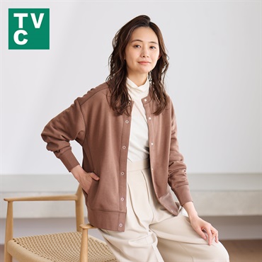 TVC(ティーヴィシー) 裏毛スウェットリングドットボタンカーディガン レディス