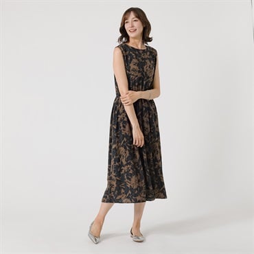 TVC(ティーヴィシー) 【BEST BUY】レーヨンプリントノースリーブワンピース レディス(Ａチャ（花）-M)