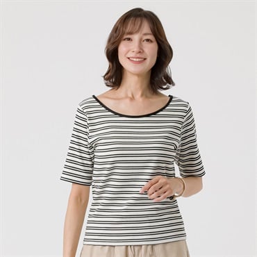 TVC(ティーヴィシー) リブカップ付5分袖Tシャツ レディス