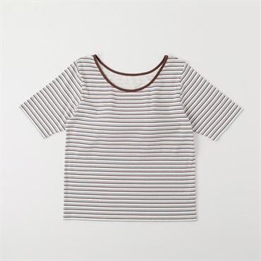 TVC(ティーヴィシー) リブカップ付5分袖Tシャツ レディス(Ａウスチャ(ボーダー）-M)