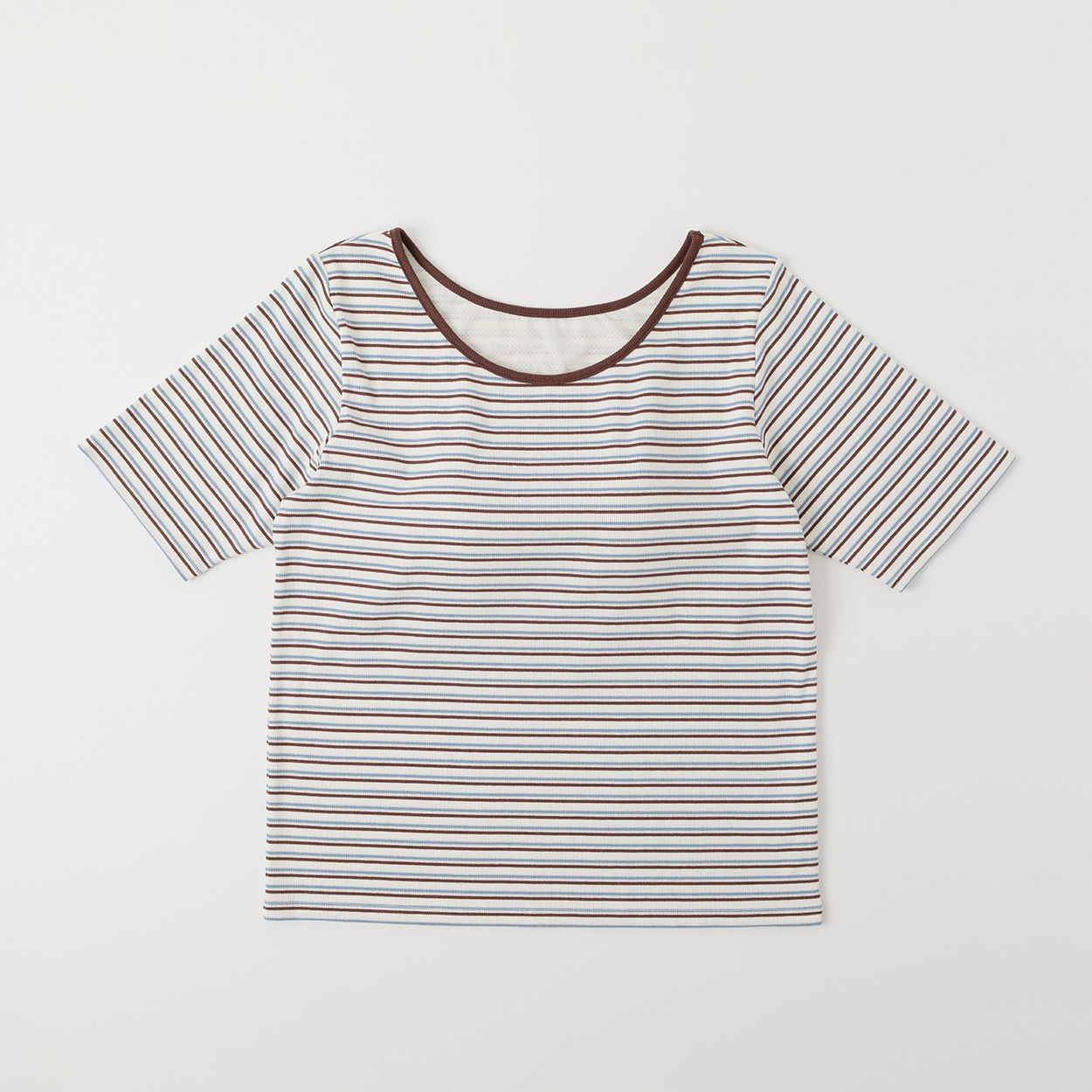 TVC(ティーヴィシー) リブカップ付5分袖Tシャツ レディス(Ａウスチャ(ボーダー）-M)