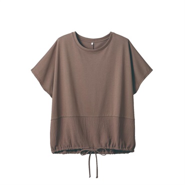 TVC(ティーヴィシー) 【BEST  BUY】裾布帛ドロストTシャツ レディス(チャ-M)