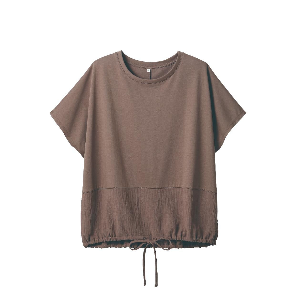 TVC(ティーヴィシー) 【BEST  BUY】裾布帛ドロストTシャツ レディス(チャ-XL)