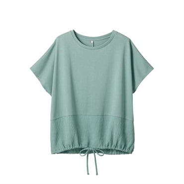 TVC(ティーヴィシー) 【BEST  BUY】裾布帛ドロストTシャツ レディス(ミドリ-M)
