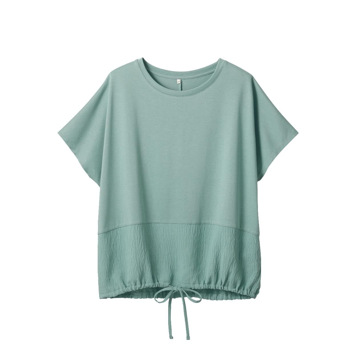 TVC(ティーヴィシー) 【BEST  BUY】裾布帛ドロストTシャツ レディス(ミドリ-XL)