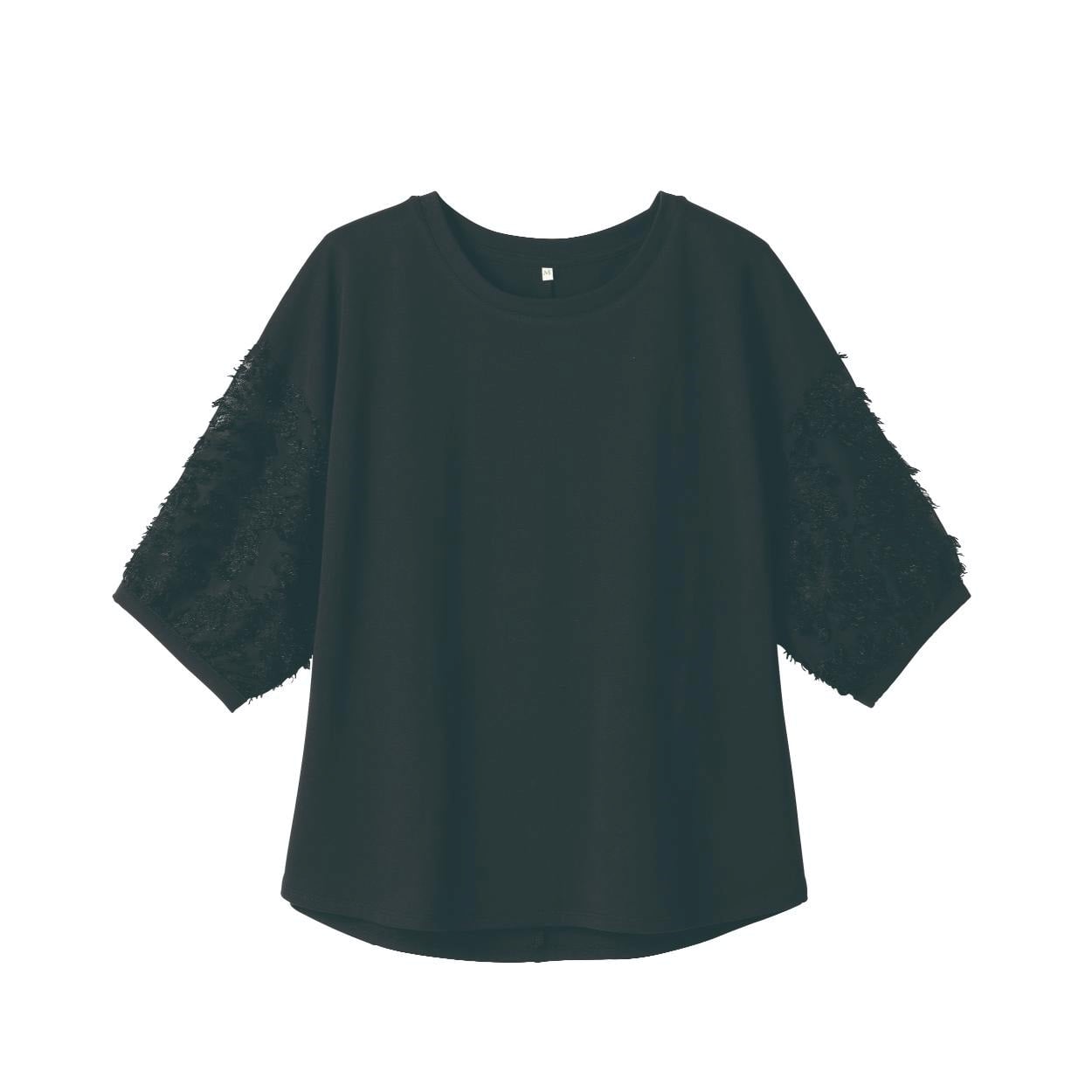 TVC(ティーヴィシー) 【BEST  BUY】袖フリンジジャガードTシャツ レディス(クロ-M)
