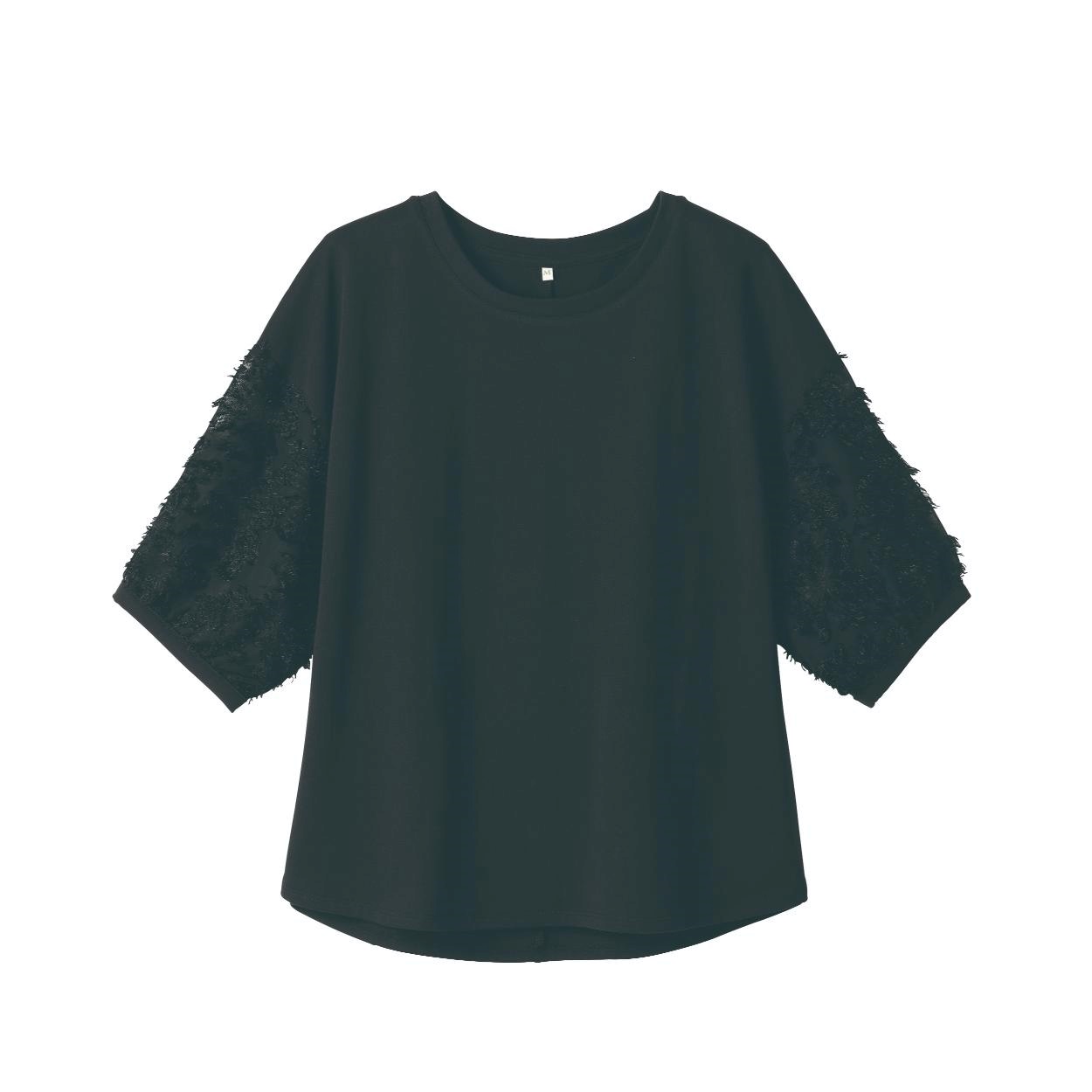 TVC(ティーヴィシー) 【BEST  BUY】袖フリンジジャガードTシャツ レディス(クロ-XL)