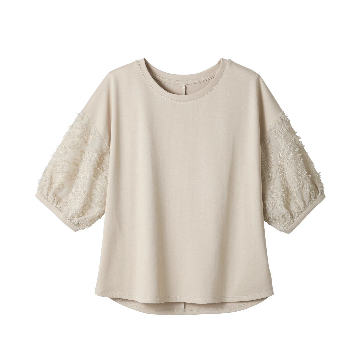 TVC(ティーヴィシー) 【BEST  BUY】袖フリンジジャガードTシャツ レディス(ウスチャ-L)