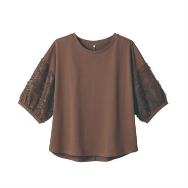 TVC(ティーヴィシー) 【BEST  BUY】袖フリンジジャガードTシャツ レディス(チャ-M)