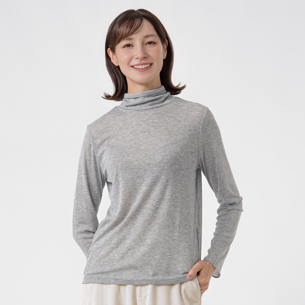 TVC(ティーヴィシー) シアーハイネック長袖Tシャツ レディス(ウスクロ-XL)