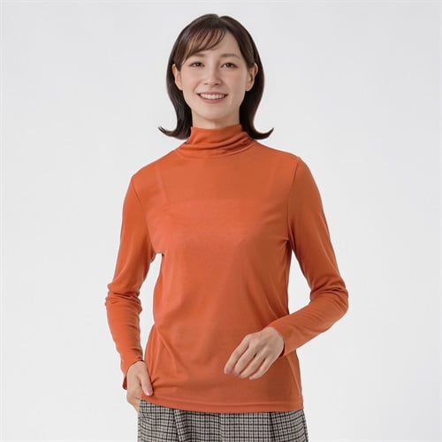 TVC(ティーヴィシー) シアーハイネック長袖Tシャツ レディス(ダイダイ-S)