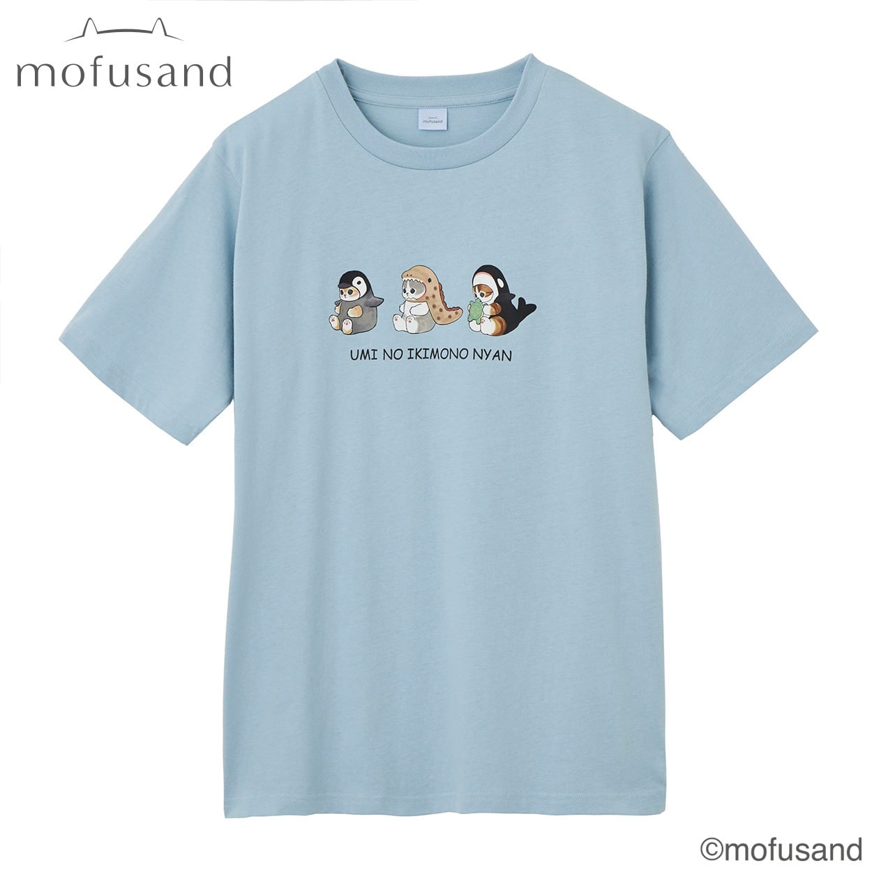 TVC(ティーヴィシー) mofusand 海の生き物にゃんＴシャツ レディス(ウスアオ-S)