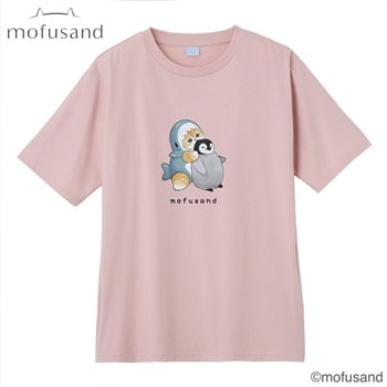 TVC(ティーヴィシー) mofusand サメにゃんペンギンTシャツ レディス(ウスアカ-S)