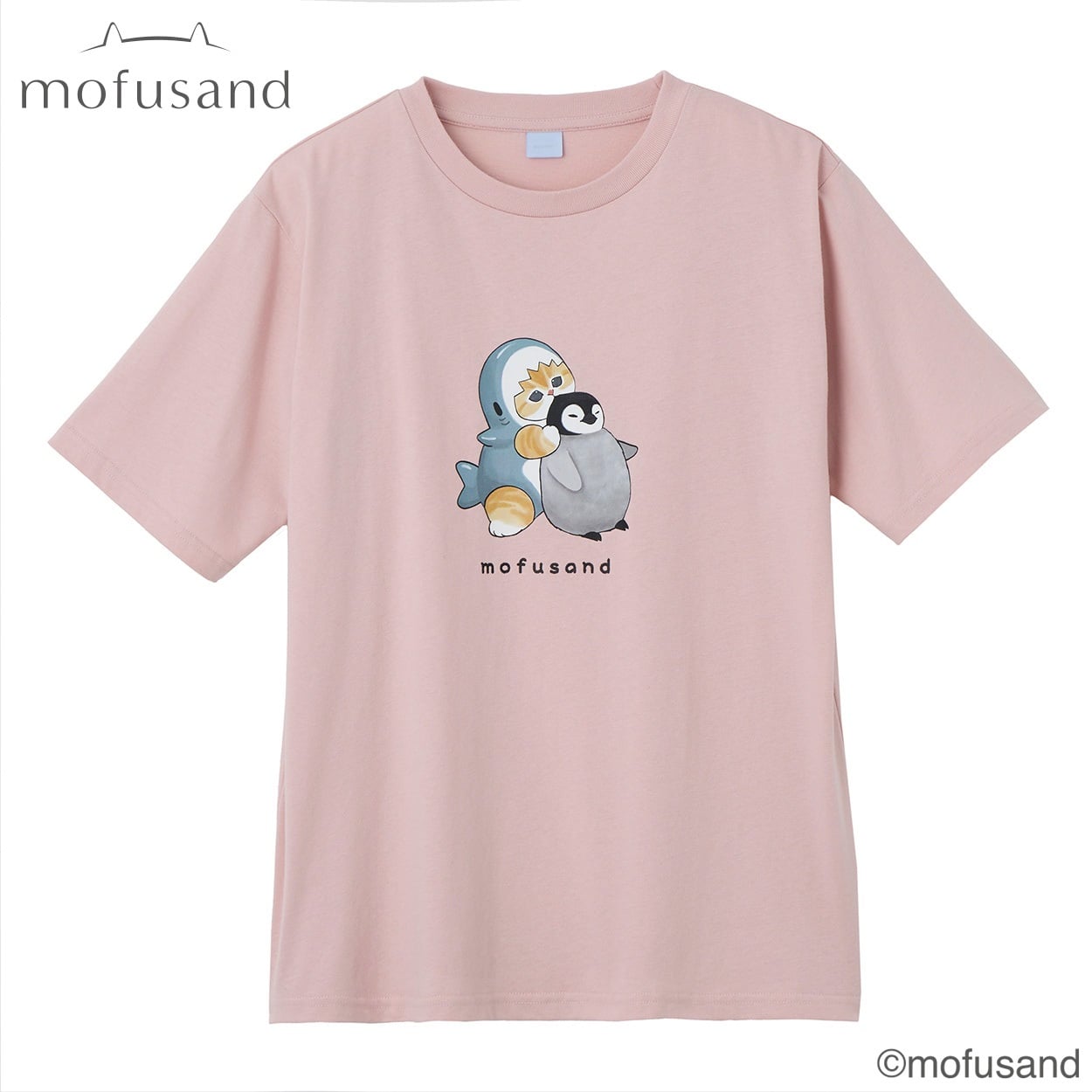 TVC(ティーヴィシー) mofusand サメにゃんペンギンTシャツ レディス(ウスアカ-M)