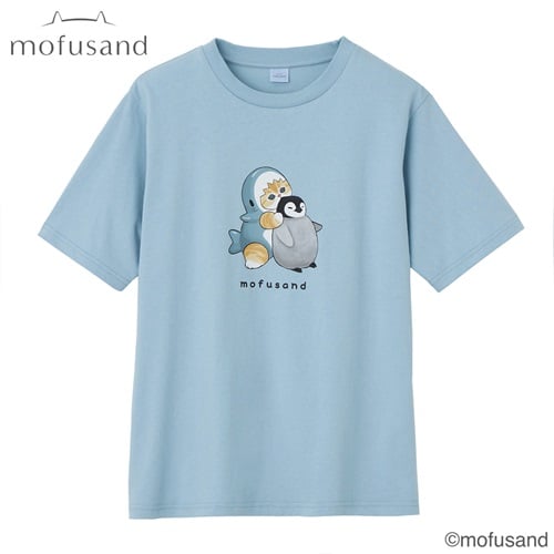 TVC(ティーヴィシー) mofusand サメにゃんペンギンTシャツ レディス(ウスアオ-S)