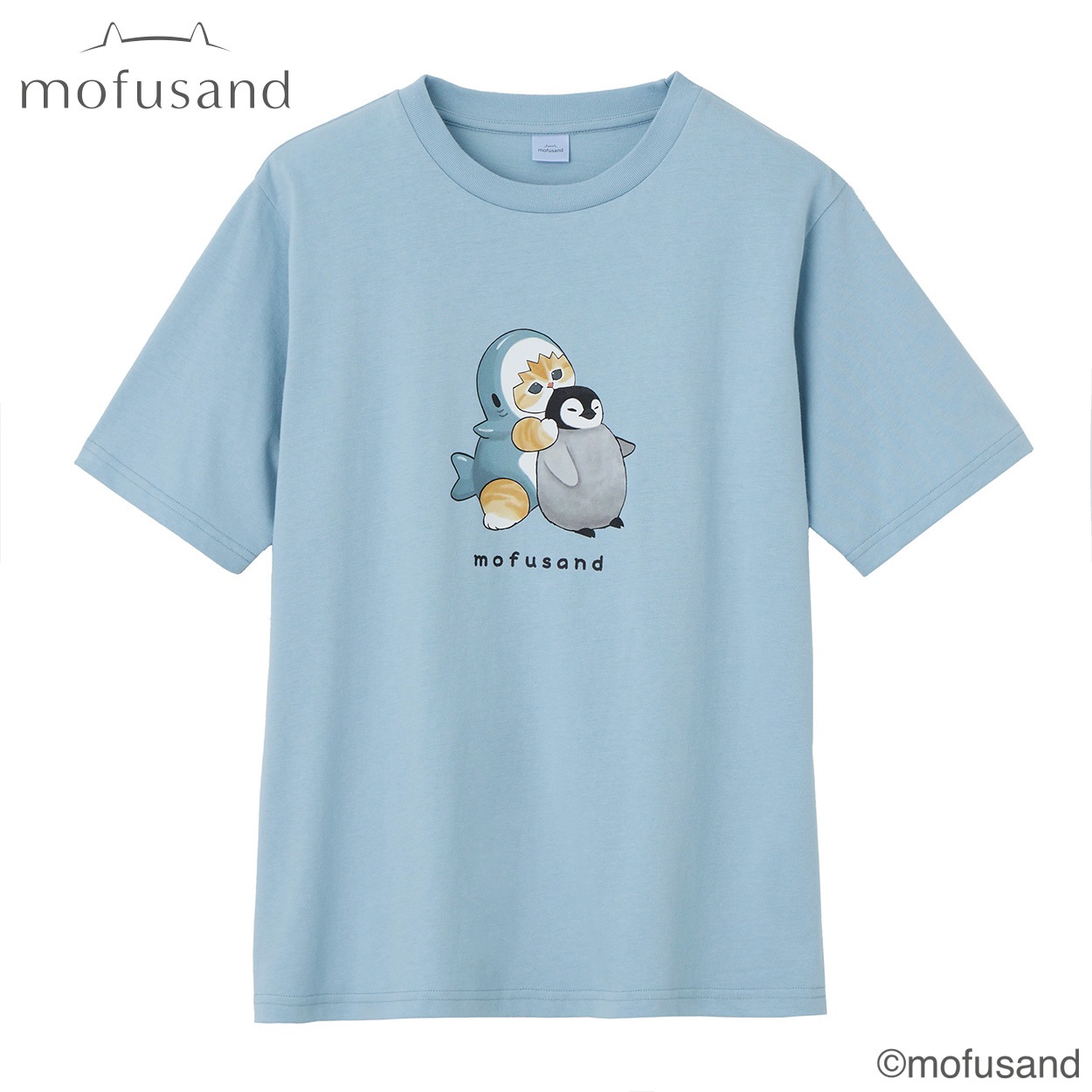 TVC(ティーヴィシー) mofusand サメにゃんペンギンTシャツ レディス(ウスアオ-M)