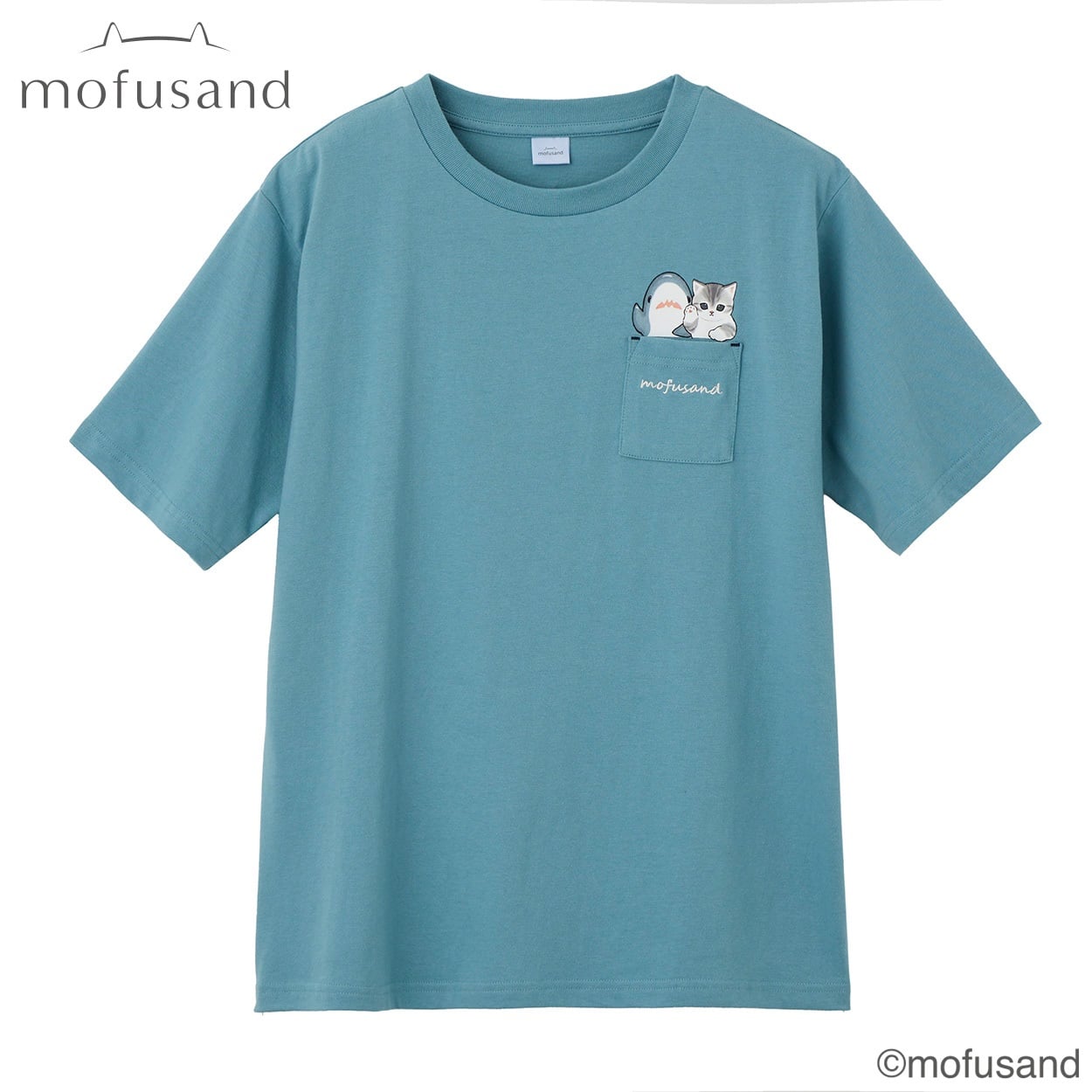 TVC(ティーヴィシー) mofusand ポケット肉球Tシャツ レディス(アオ-L)