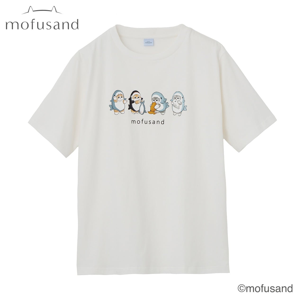 TVC(ティーヴィシー) mofusand サメにゃん・シャチにゃん・ジンベエザメにゃんTシャツ レディス(シロ-M)