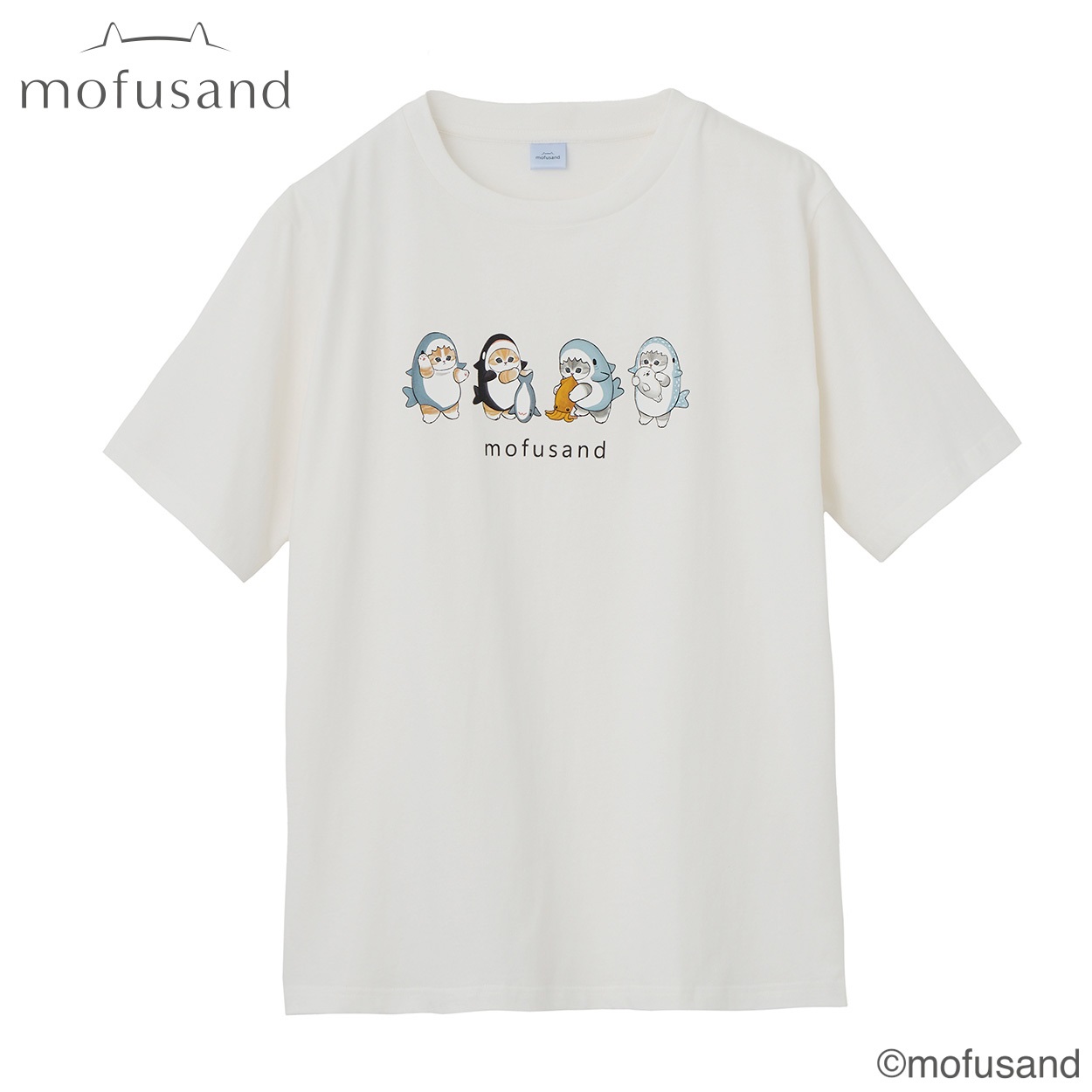 TVC(ティーヴィシー) mofusand サメにゃん・シャチにゃん・ジンベエザメにゃんTシャツ レディス(シロ-XL)