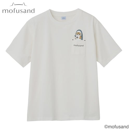 TVC(ティーヴィシー) mofusand サメにゃんポケットおにぎりTシャツ レディス(シロ-S)
