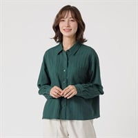 TVC(ティーヴィシー) 【BEST BUY】クラフトクレープ長袖羽織シャツ レディス(ミドリ-M)