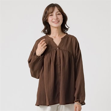 TVC(ティーヴィシー) 【BEST BUY】クラフトクレープ長袖チュニック レディス(チャ-M)