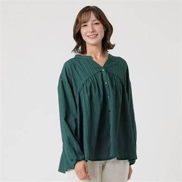 TVC(ティーヴィシー) 【BEST BUY】クラフトクレープ長袖チュニック レディス(ミドリ-M)