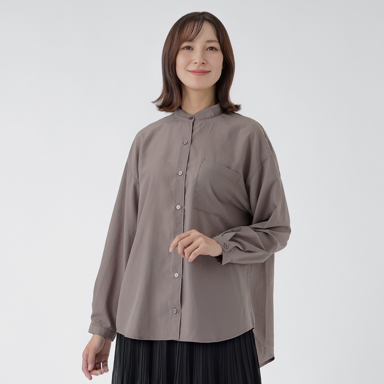 TVC(ティーヴィシー) シアーバンドカラーシャツ レディス(ウスチャ-XL)
