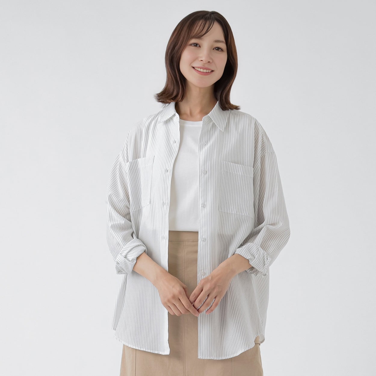 TVC(ティーヴィシー) シアー羽織シャツ レディス(シロ-XL)