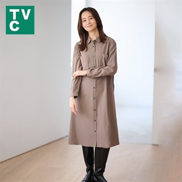 TVC(ティーヴィシー) 強撚スラブシャツワンピース レディス