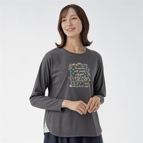 TVC(ティーヴィシー) ヒビヤカダンスタイル花柄プリント長袖Tシャツ レディス(チャコ－ルグレ－-S)
