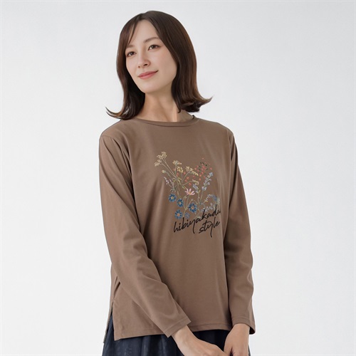 TVC(ティーヴィシー) ヒビヤカダンスタイル花柄プリント長袖Tシャツ レディス(コイチャ-S)