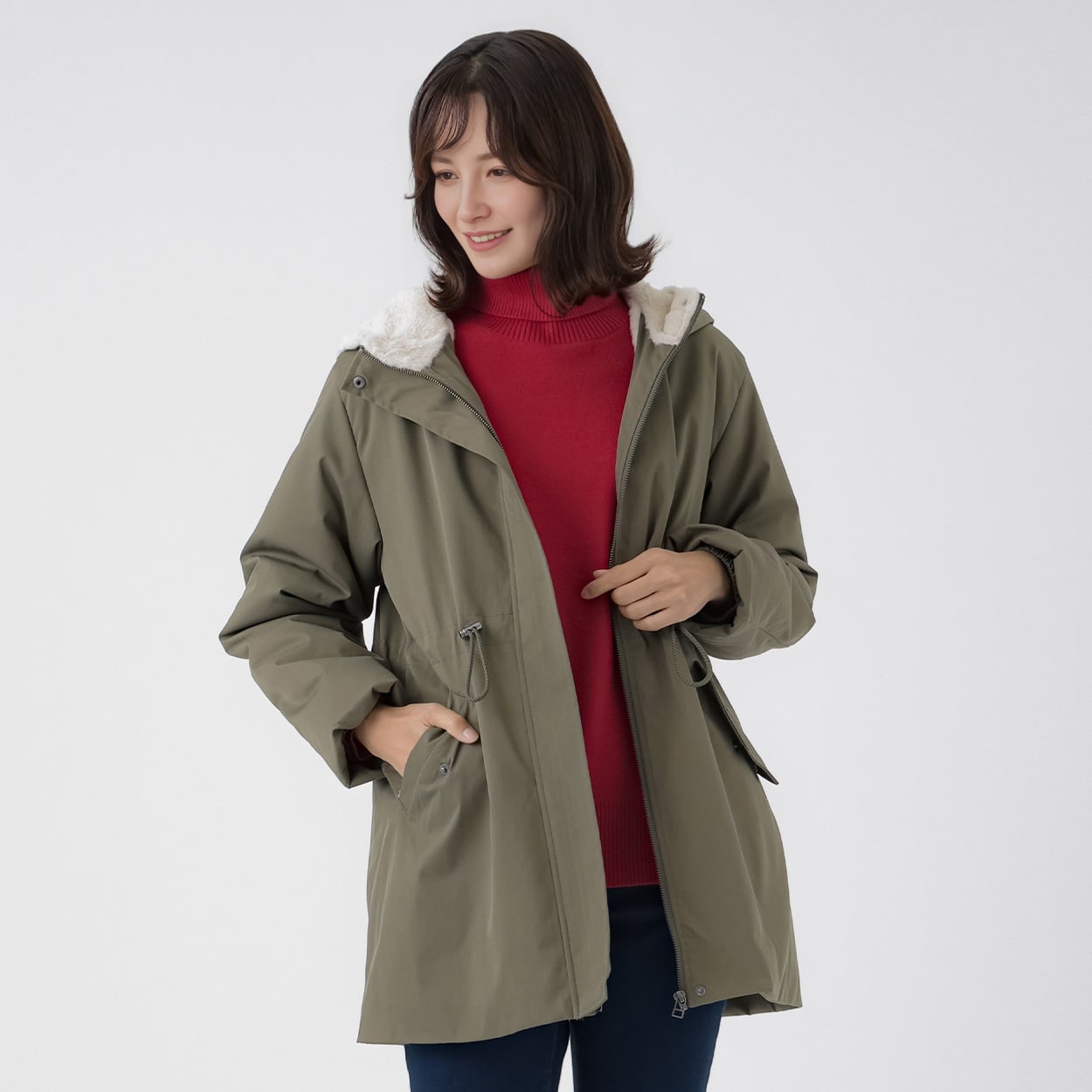 TVC(ティーヴィシー) 裏ボアモッズコート レディス(コイミドリ-M)